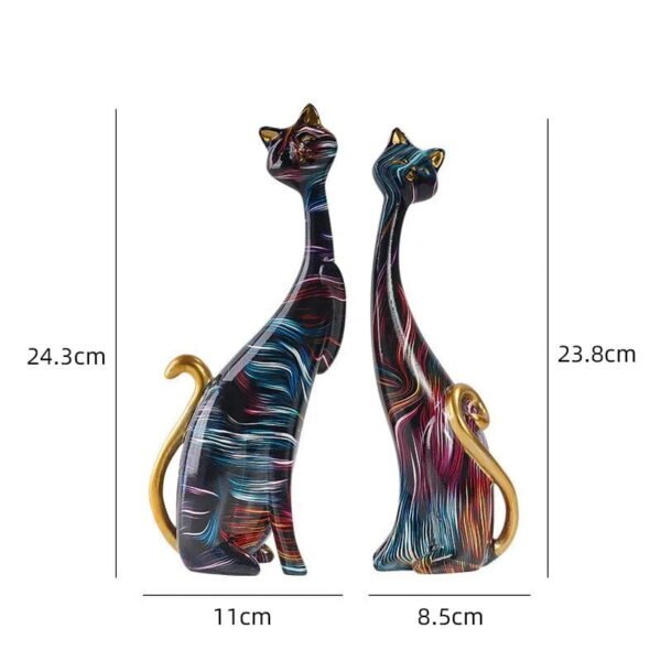 Vilead Smiling Cat Couple Sculpture - Image 6