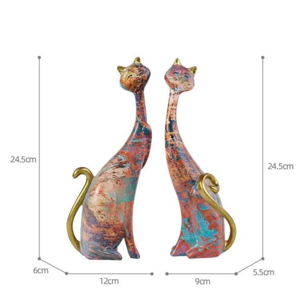 Vilead Smiling Cat Couple Sculpture - Image 5